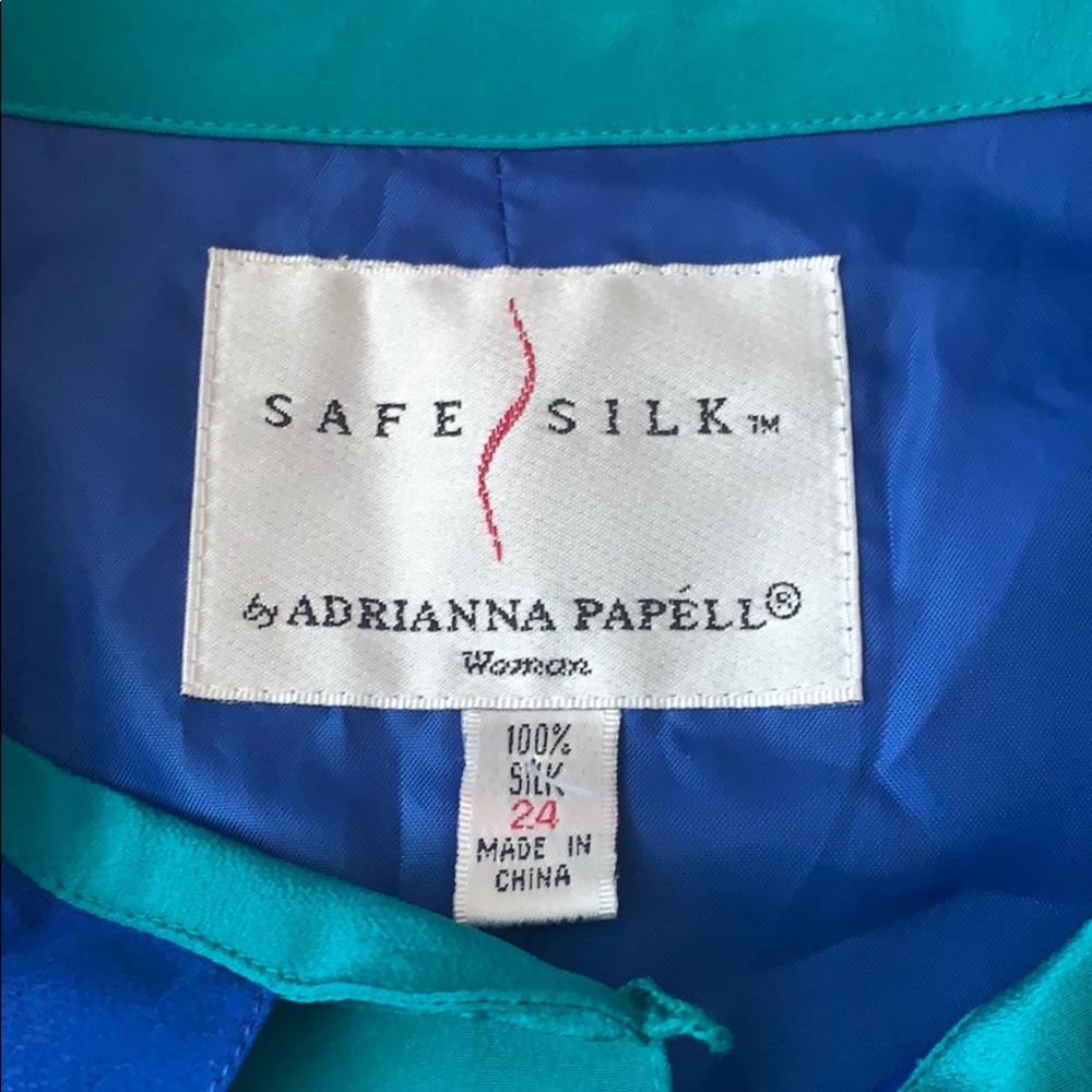 📍FINAL SALE📍Silk colorblock 💙💚Vintage - Picture 4 of 16